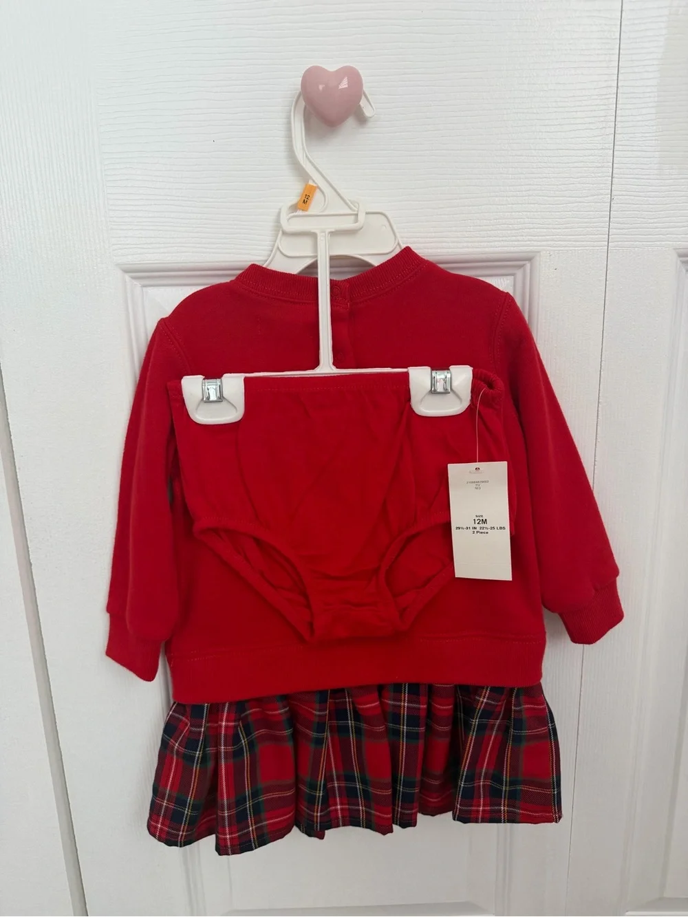 Ralph Lauren Red Sweatshirt Dress with Plaid Skirt